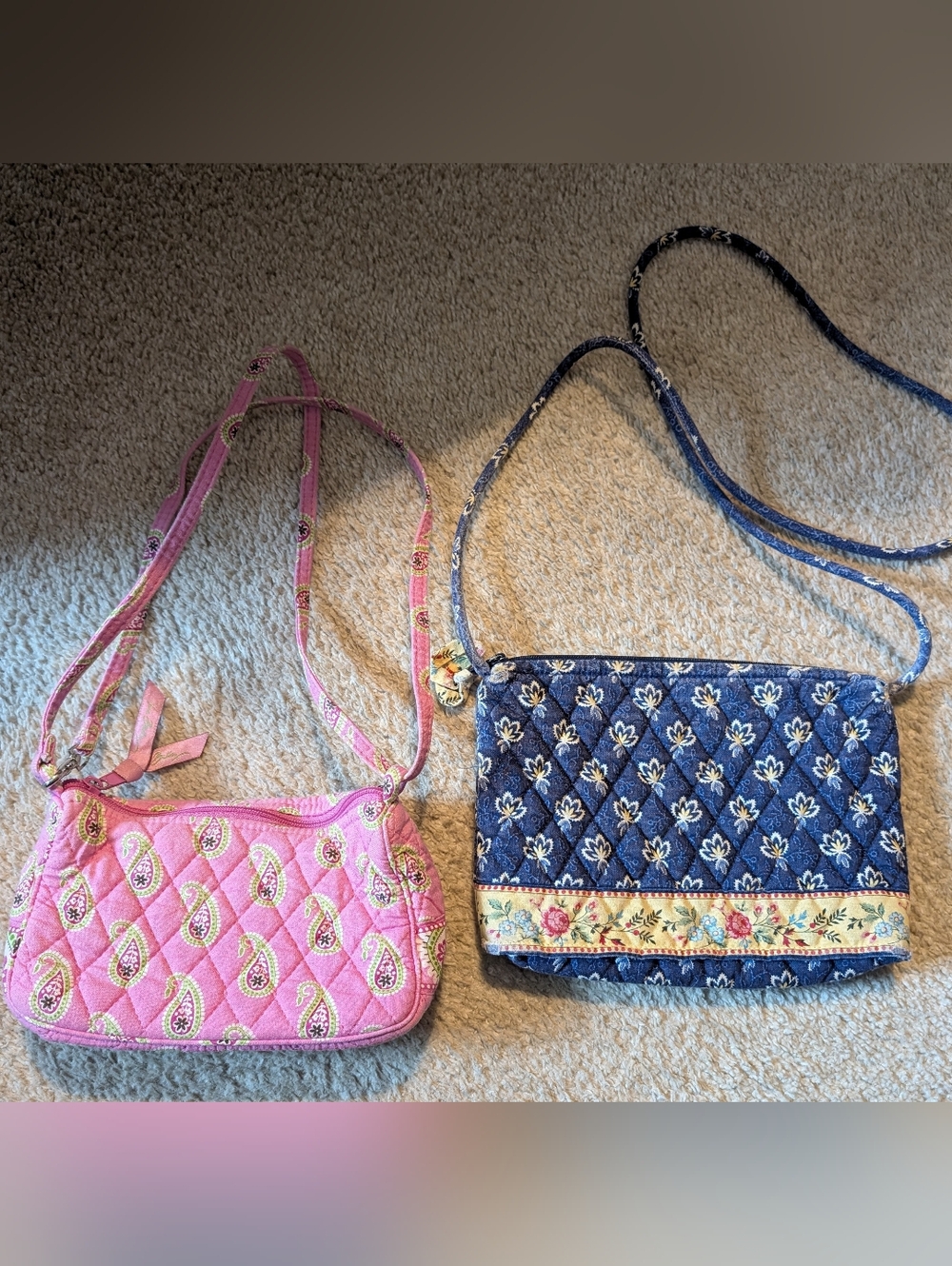 Vera Bradley BUNDLE. Pink Paisley Crossbody & Blue Floral Trim Crossbody